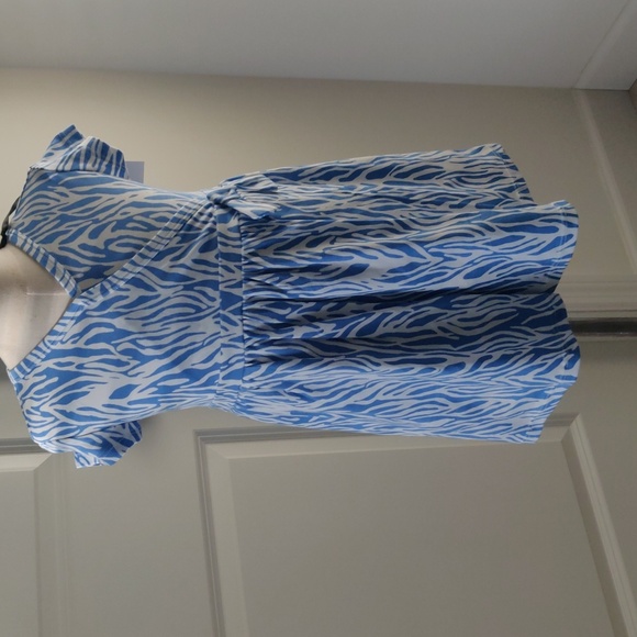 Diane Von Furstenberg  Blue Sea Twig Knee Length Faux Wrap Dress - Picture 4 of 9